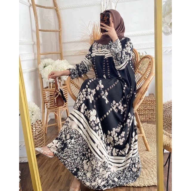 Gamis Maxmara Anggrek M/L/XL/XXL/JUMBO Dress Pesta Syar'i Raya Lebaran Tali Serut Cantik Elegan