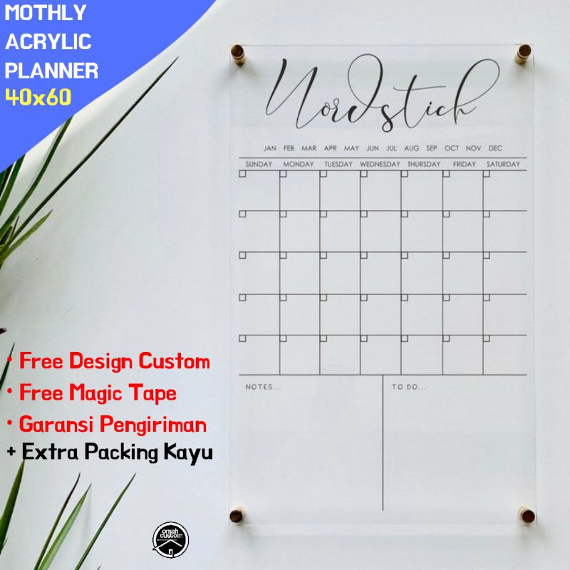 

BIG SIZE Monthly Acylic Planner Free Custom Design Akrilik Agenda Kerja