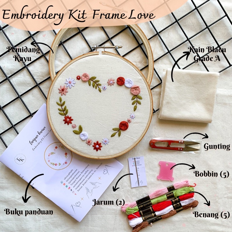 Embroidery Kit Frame Love 20 cm