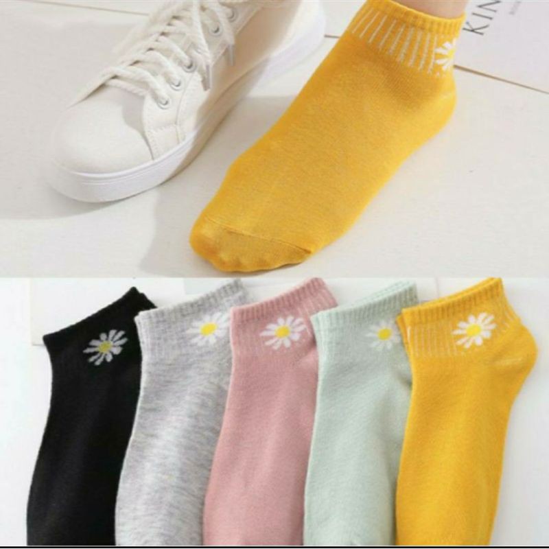 [COD] Kaos Kaki Pendek Motif Bunga Daisy / Kaos Kaki Ankle Shock / Kaos Kaki Wanita