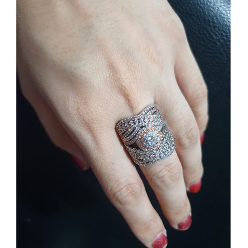 Cincin Zircon lapis emas Premium Quality anti karat anti alergi Ring Branded import c4