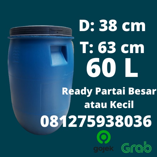 Tong / Drum Air / Drum Tempat Sampah Plastik Tebal 60 Liter L - Biru