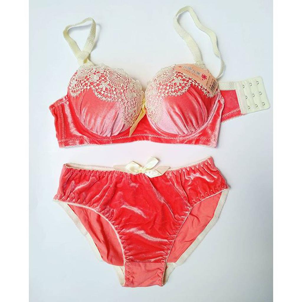BRA BH DAN CELANA DALAM CD SET BELUDRU PINK