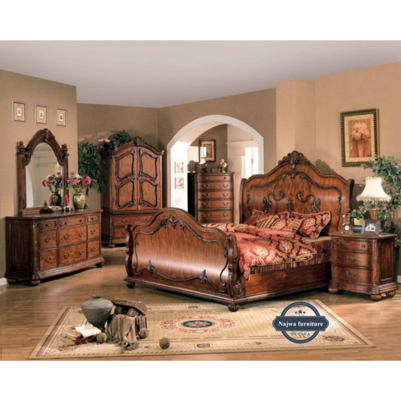 KAMAR SET JATI PERLENGKAPAN KAMAR TIDUR SET KAMAR MODERN