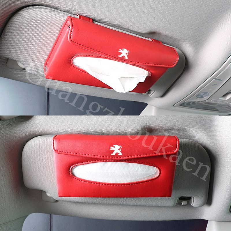 Kotak Tisu Bahan Kulit Warna Merah Hitam Untuk Sun Visor Mobil Peugeot 206 306 307 405sti 406 505 3008 peugeot django