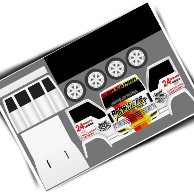 Pola stiker truk towwing 2 lembar size besar