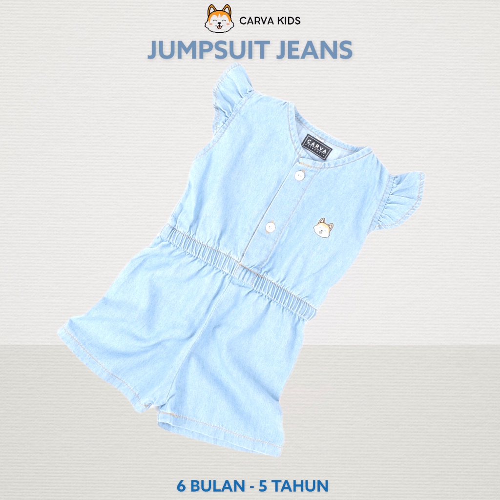 CARVA JUMPSUIT ANAK SOFT JEANS PEREMPUAN ATASAN BAYI DENIM ORIGINAL 1-5 TAHUN LUCU IMUT BEST SELLER