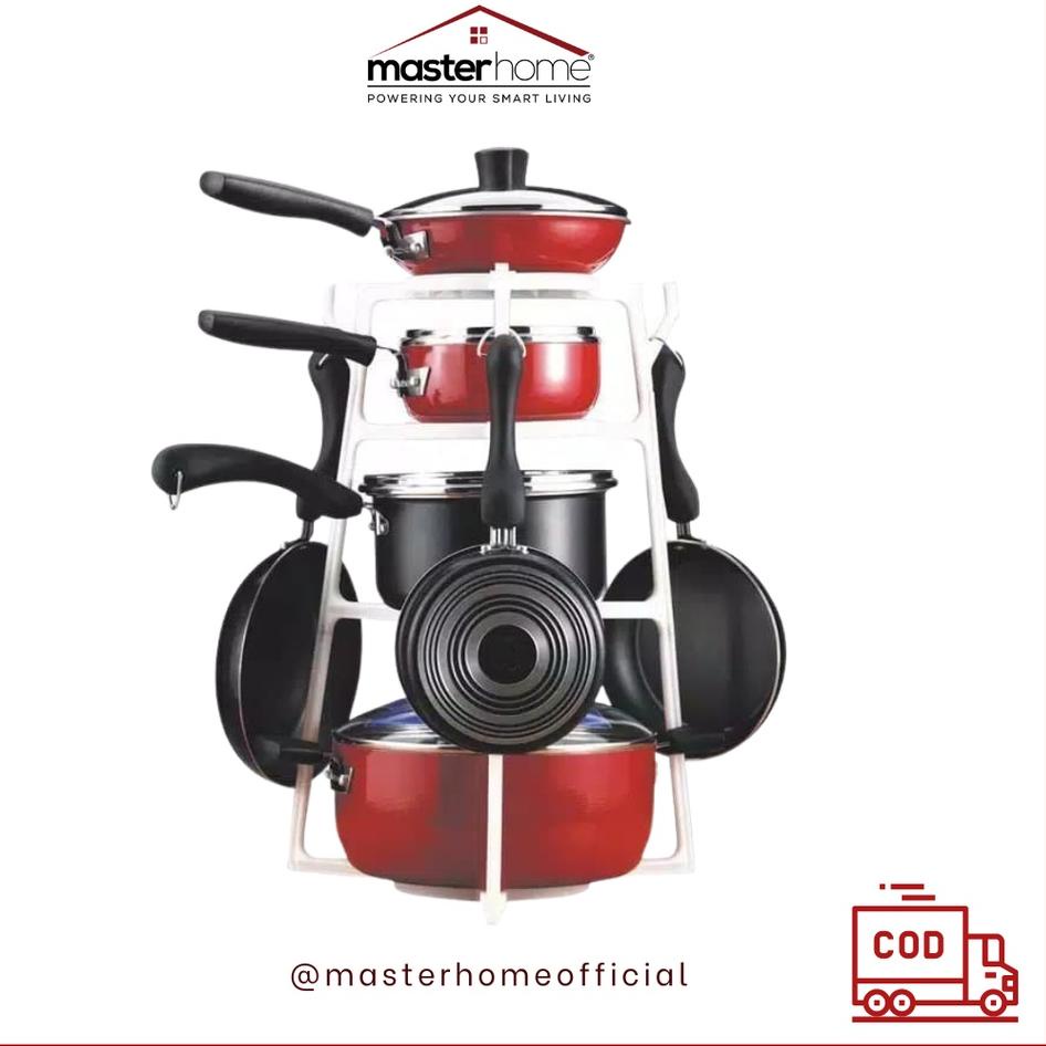 Masterhome Rak Panci Holder Organizer 4 Susun MFR03A Serbaguna 4 Tingkat Gantungan Meja Portable Coo