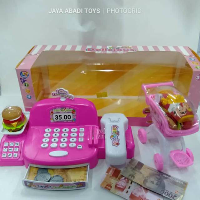 LK 4 - Mainan anak perempuan mesin kasir + trolly Cash register LK4