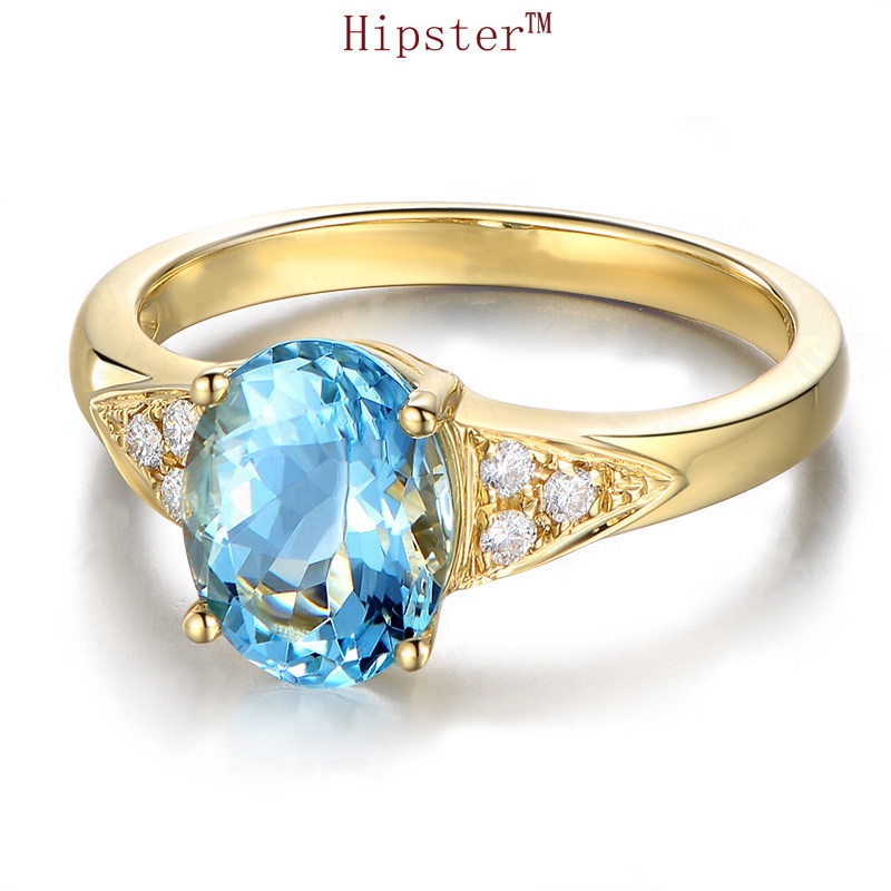 Classic Trendy Grace Luxury Inlaid Full Diamond Blue Crystal Adjustable Ring