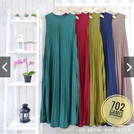 BD 702 - GAMIS PLISKET XL HYGET TANGAN BUNTUNG KUNTUNG MURAH POLOS MUSLIMAH MAXY DRESS PANJANG