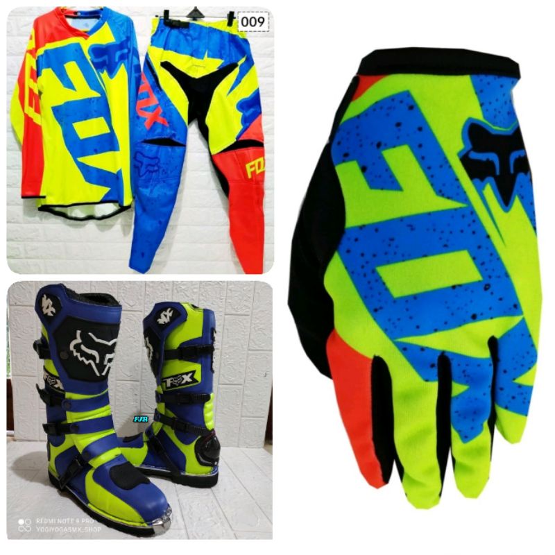 Baju Jerset Trail FULLSET Sepatu motocross Sarung tangan trail Satu set