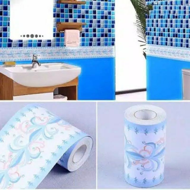 Wallpaper Border/list biru putih cantik
