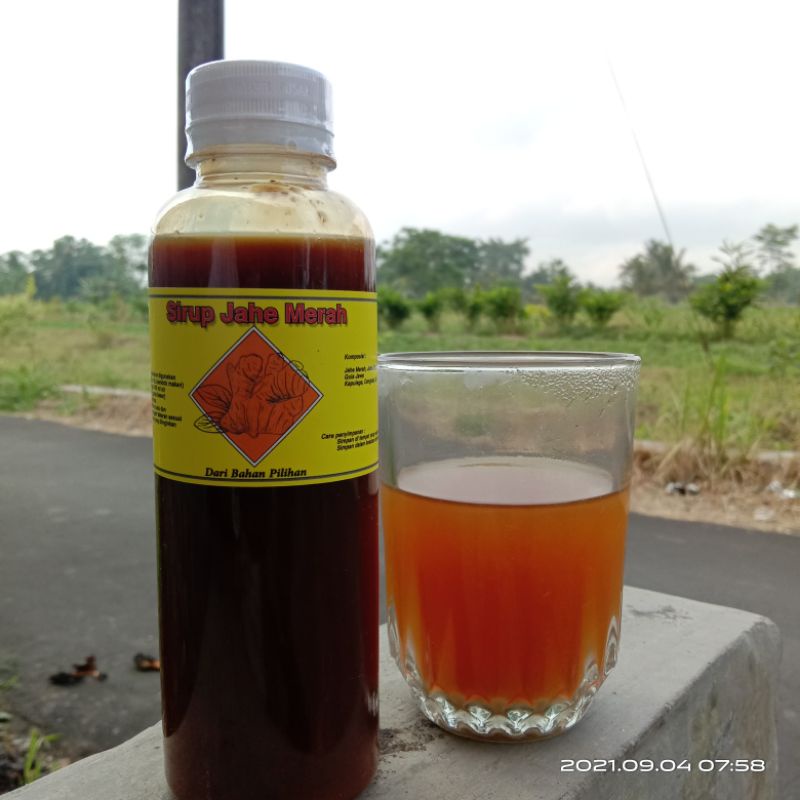 

Minuman sehat praktis sirup ekstrak jahe merah gula aren alami kemasan 250 ml