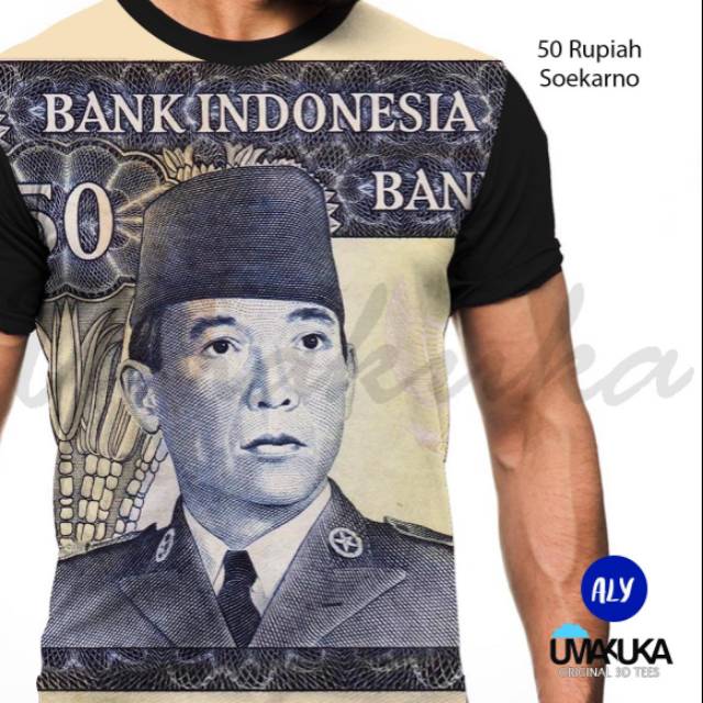 kaos 3D 50 rupiah soekarno