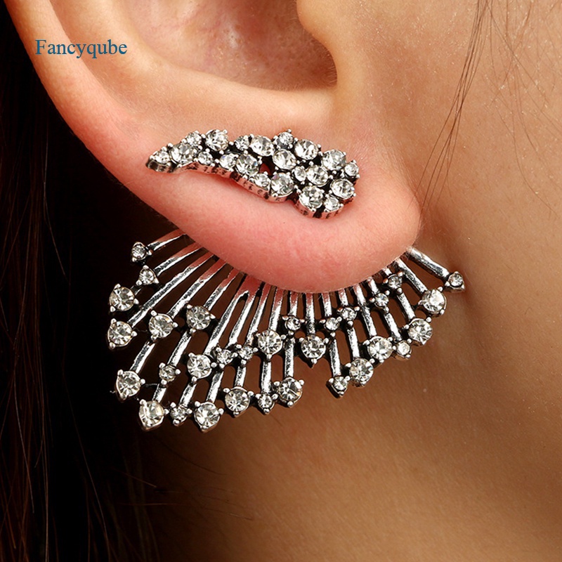 Fancyqube Sepasang / Set Anting Stud 925 Silver Untuk Wanita