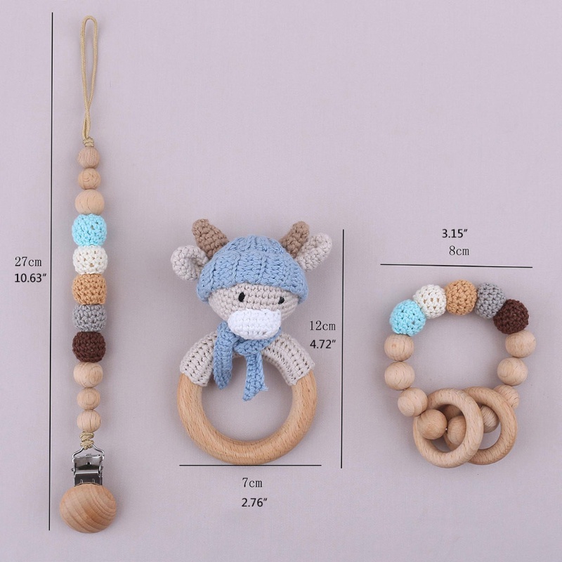 Mary Mainan Rattle Teether Bentuk Gelang Bahan Kayu Untuk Bayi