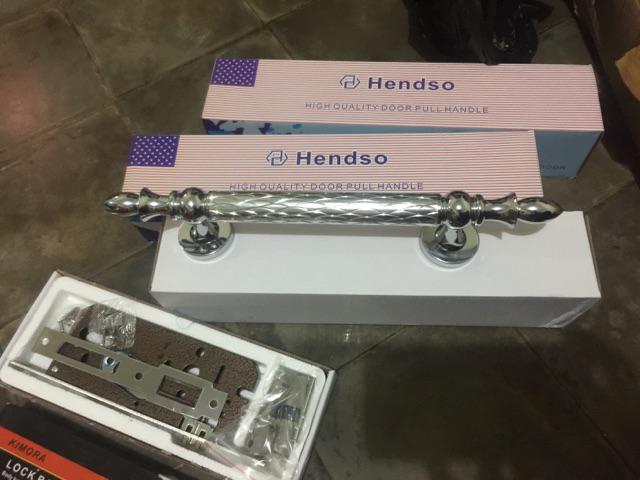 1set Handle Pintu Motif Sisik Naga+grendel Tanam+body Kunci Pelor Type 1070-35cm Silver