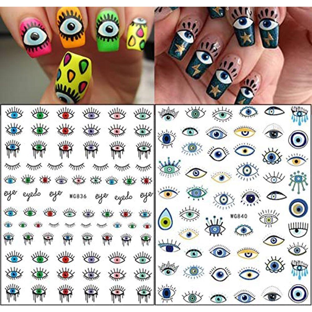 AUGUSTINA Agustina Stiker Nail Art Mata Wanita Fashion Geometri Ular Manikur Aksesoris Gaya India 3D Nail Decals