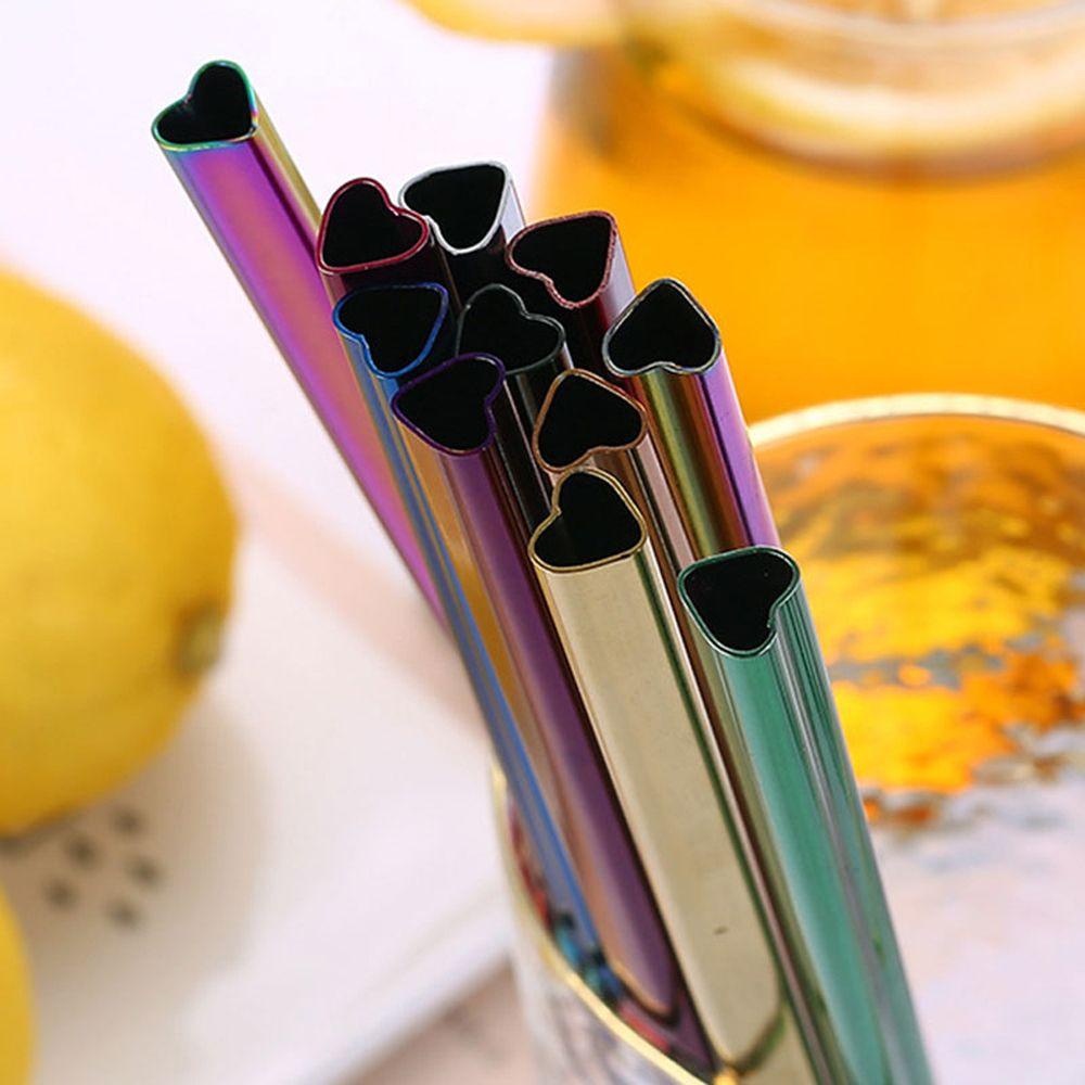 Solighter Sedotan Minum Stainless Steel Ramah Lingkungan Berbentuk Hati Reusable Straw