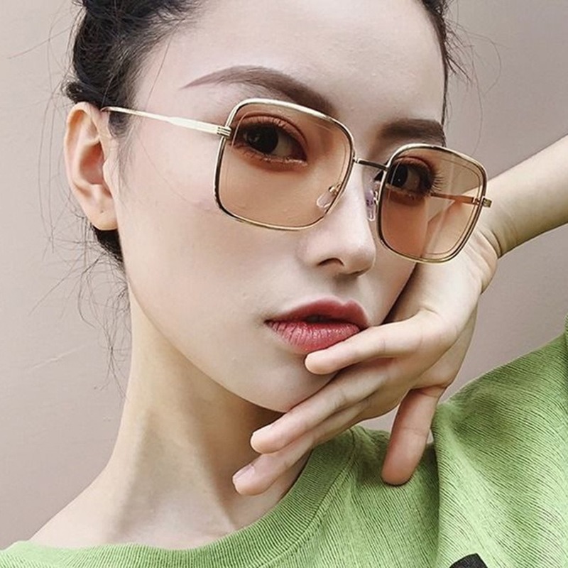 【YUZHU】New Fashion Metal Frame Ocean Lens Kacamata hitam untuk Wanita