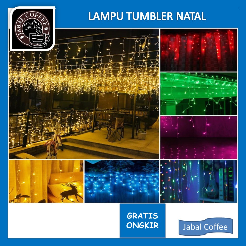 Lampu Dekorasi Ruangan Lampu Tumbler Natal Tirai 100 LED Lampu Hias Dekorasi Ruangan Kamar - RAINBOW