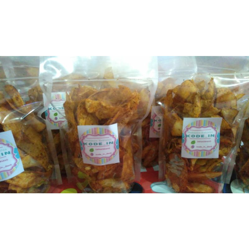 

keripik singkong bakar daun jeruk pedas