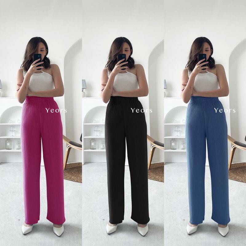 4s Grosir Solo || Celana Murah Berkualitas Kulot Knit Premium || Long Cullaote Meera Pants || Korean Loose Pants Trousers Wanita