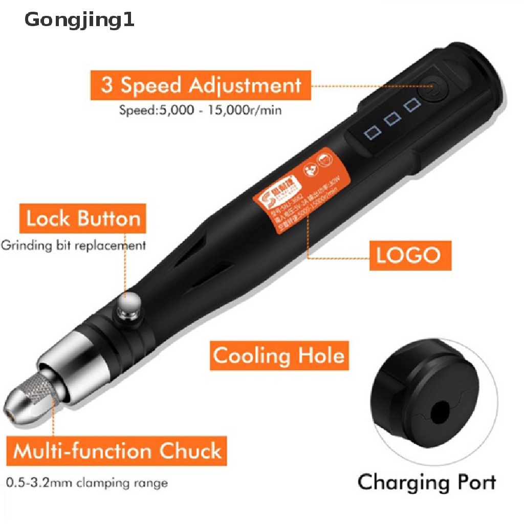 Gongjing1 Pen Bor Elektrik Mini Usb Untuk Ukir / Poles