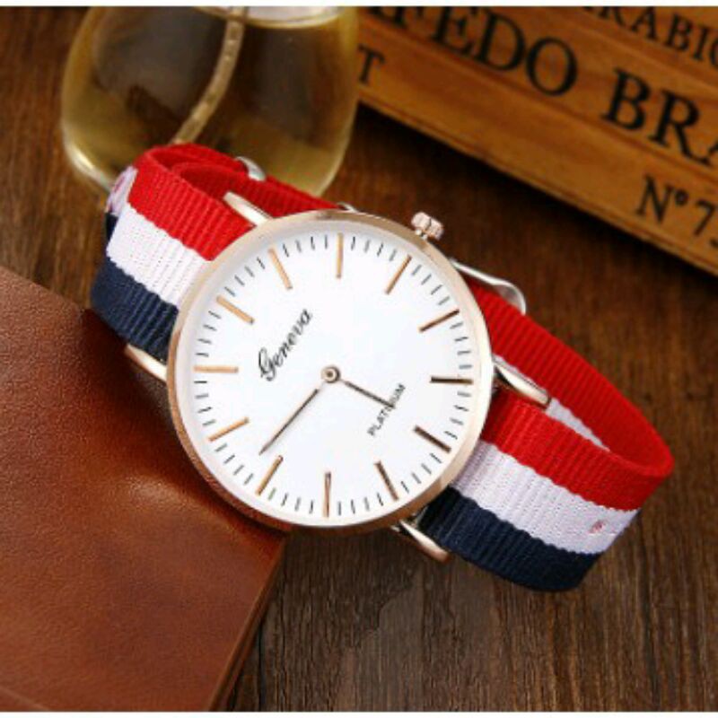 Jam tangan pria wanita ganeva tali canvas Rp. 20.000