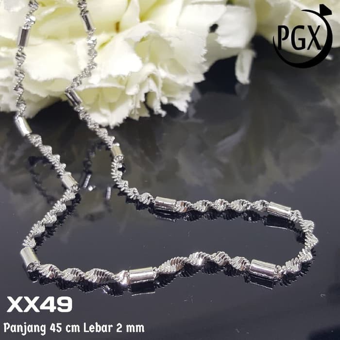 XX49 Kalung Silver Perak Aksesoris Perhiasan Imitasi Xuping Emas Putih