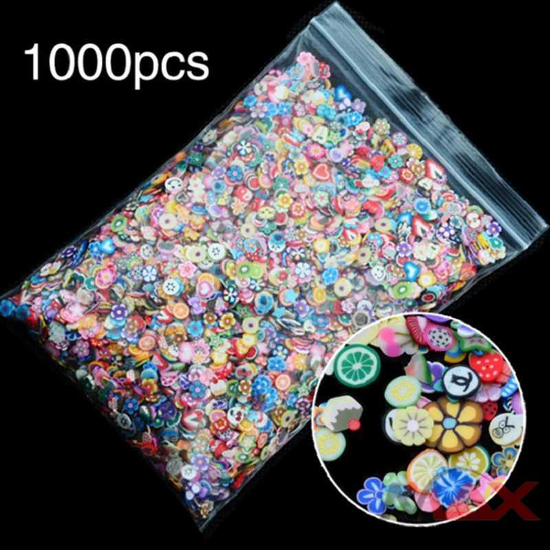 OLOEY Stiker Kuku 3D buah buahan Nail Art PROFESSIONAL ONLY lihat video demo Tips Filler Slime Fruit 1000pcs - WJ079A-C 3D Nail Art Fruit Slices Polymer Clay DIY Slice Decoration Smile Feather Nail Sticker Nail Jewelry