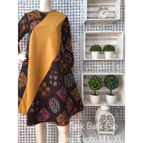 New kmr tunik batik cap kombinasi ima toyobo resleting belakang (real pict) ❀❀