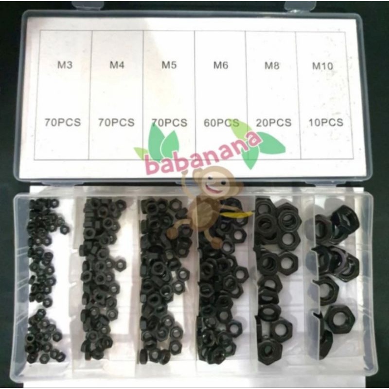 300pcs M3 M4 M5 M6 M8 mur pengencang metric mut set box kit assortment