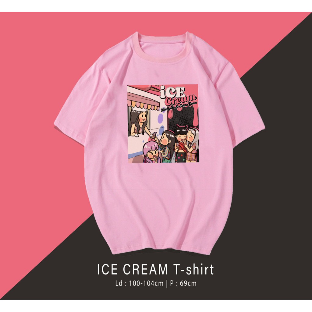 ICE CREAM BLACK-PINK / TERMURAH BAJU KAOS KATUN WANITA LENGAN PENDEK / TUMBLR TEE /  OVERSIZE