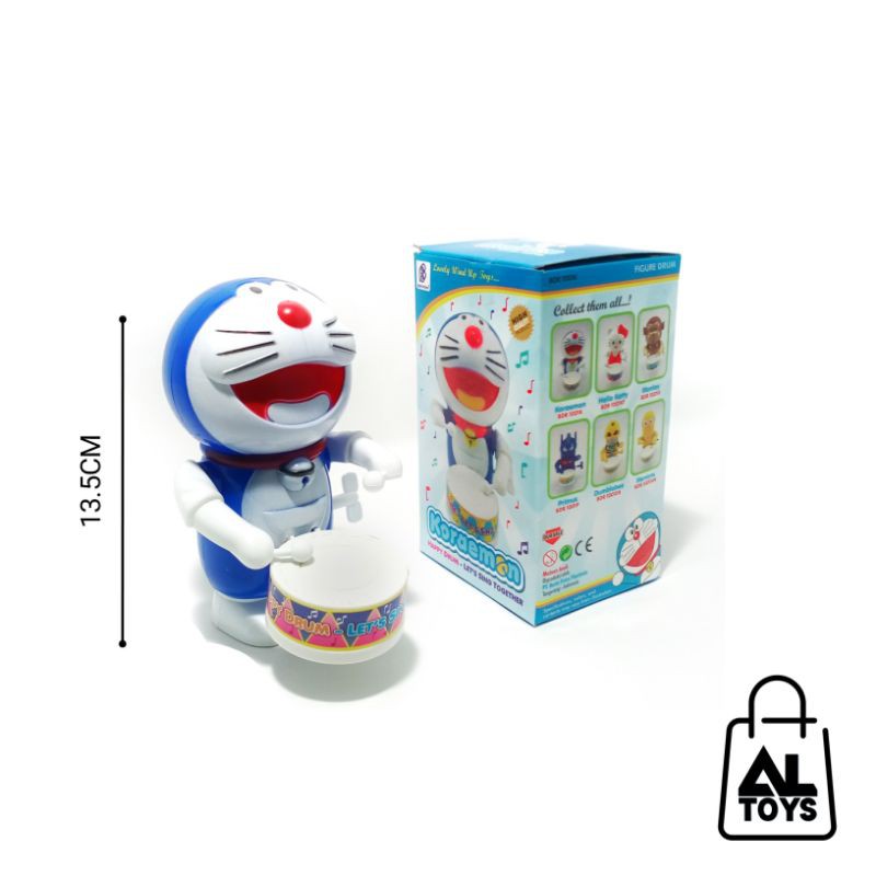 Mainan Drum Band Putar Kunci Karakter Lucu Mainan Drum Band Hello Kitty / Doraemon / Monyet Musik Bayi