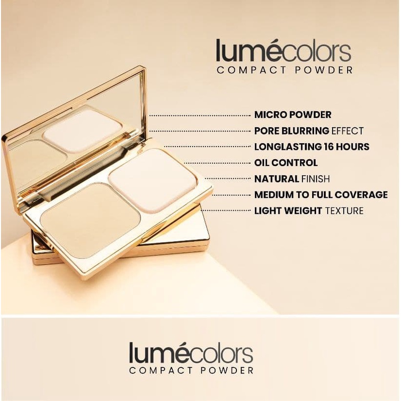 Lumecolors Bali ~ COMPACT POWDER (CP) Bedak Padat Full Coverage 3 in 1 Powder, Concealer, Foundation Flawless Tahan Lama