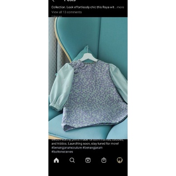 Buttonscarves Benang jarum couture raya cera dress kids purple size S