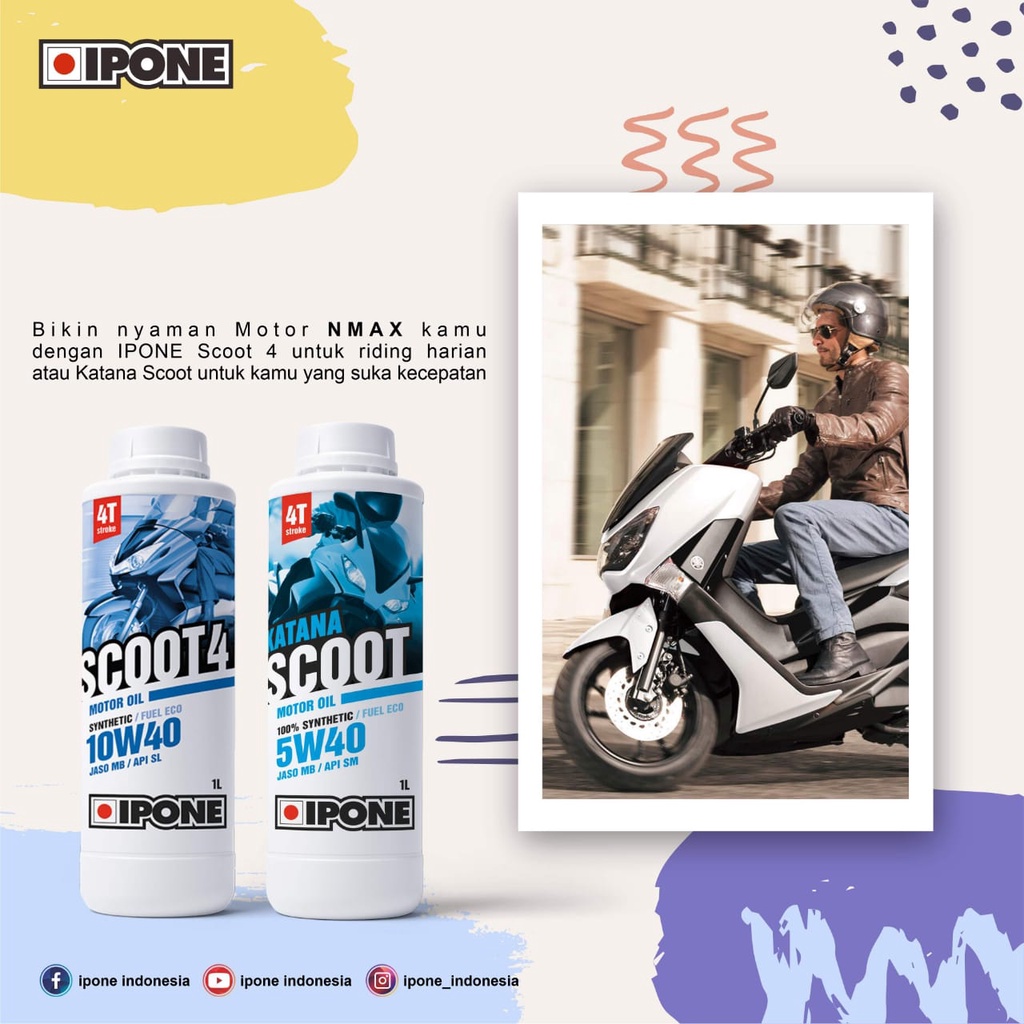 PAKET OLI MATIC IPONE FUEL ECO SYNTHETIC SCOOTER 10W40 + GARDAN IPONE