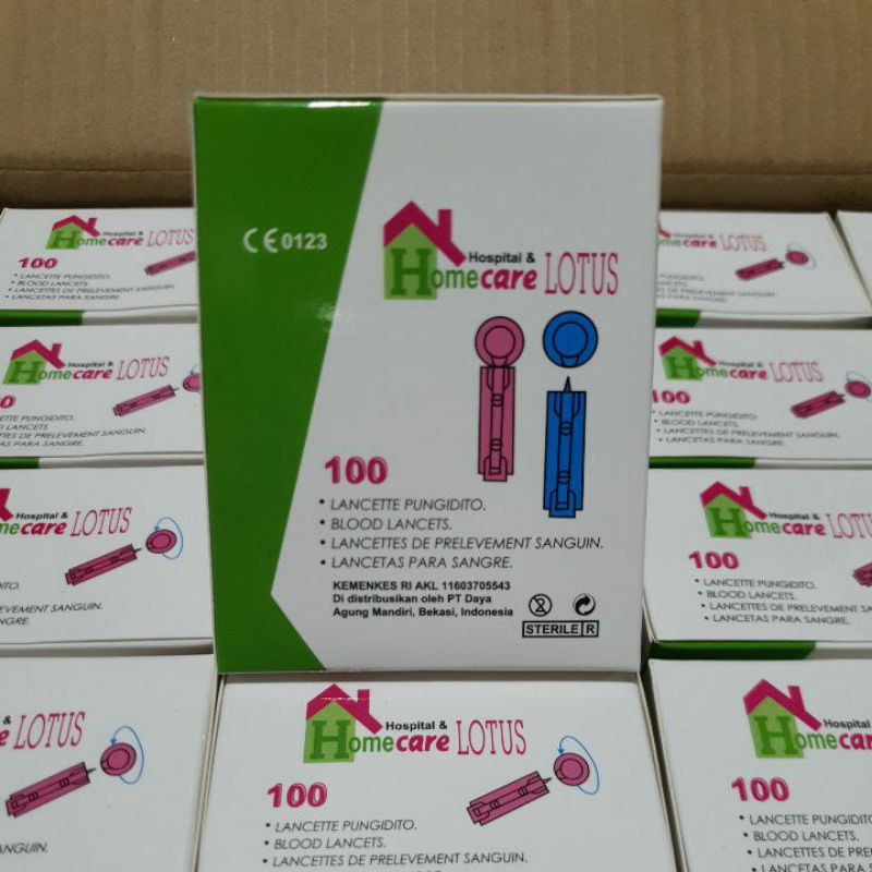 Jarum Lancet Homecare Lotus / Blood Lancet isi 100 pcs / Ukuran 28 G