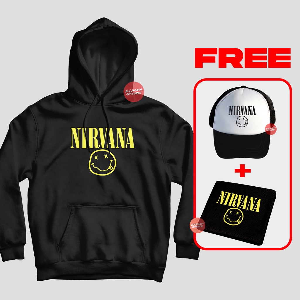 Nirvana / Topi Nirvana / Hoodie Nirvana / Dompet Nirvana / Sweater Nirvana / Paket Topi Hoodie Dompet Nirvana / Topi Band / Hoodie Band / Dompet Band