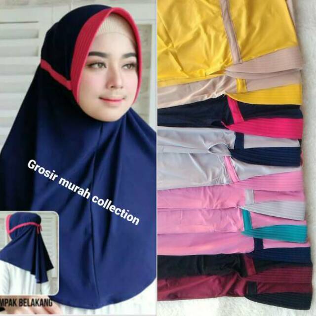 Jilbab/Hijab Instan Serut Kombinasi / Serut Jokowi Kombinasi 2 Warna / Jilbab Serut Polos Pet Antem