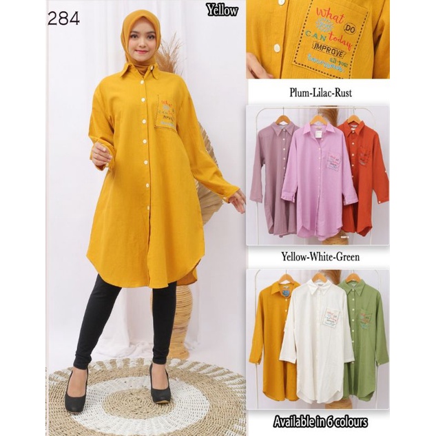 Tunik Kemeja Katun Linen Import