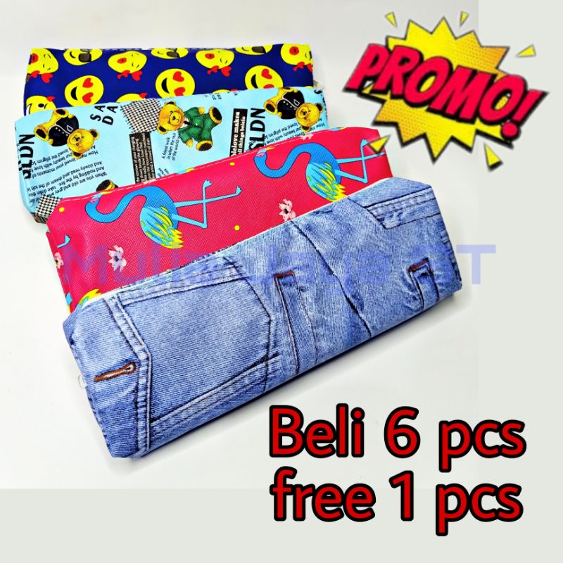 

Pencil case / tempat pensil kain / tempat pensil karakter beli 6 free 1