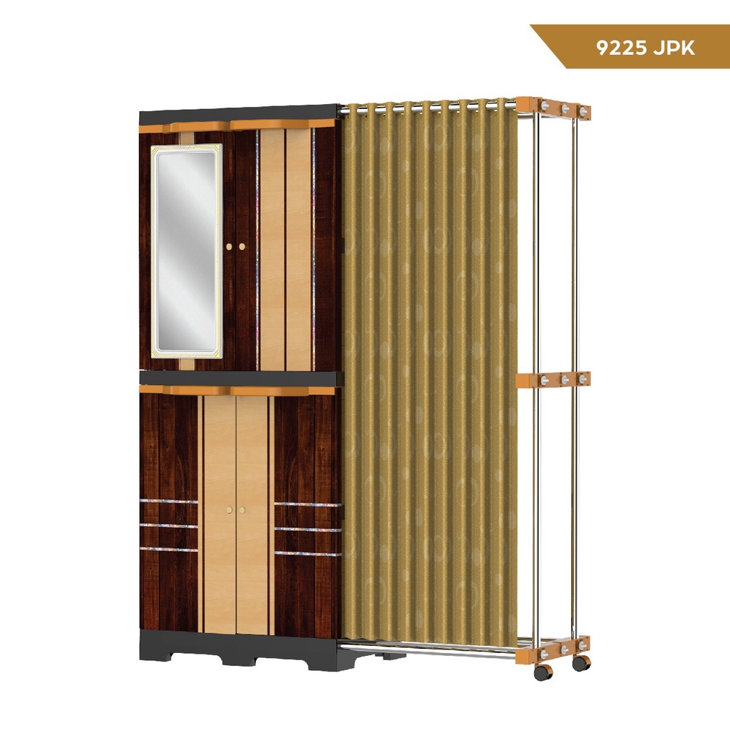 NAIBA - Lemari MSC CLOSET Stainless dengan Tirai - lemari pakaian plastik ( INSTANT ) - Lemari Pakai