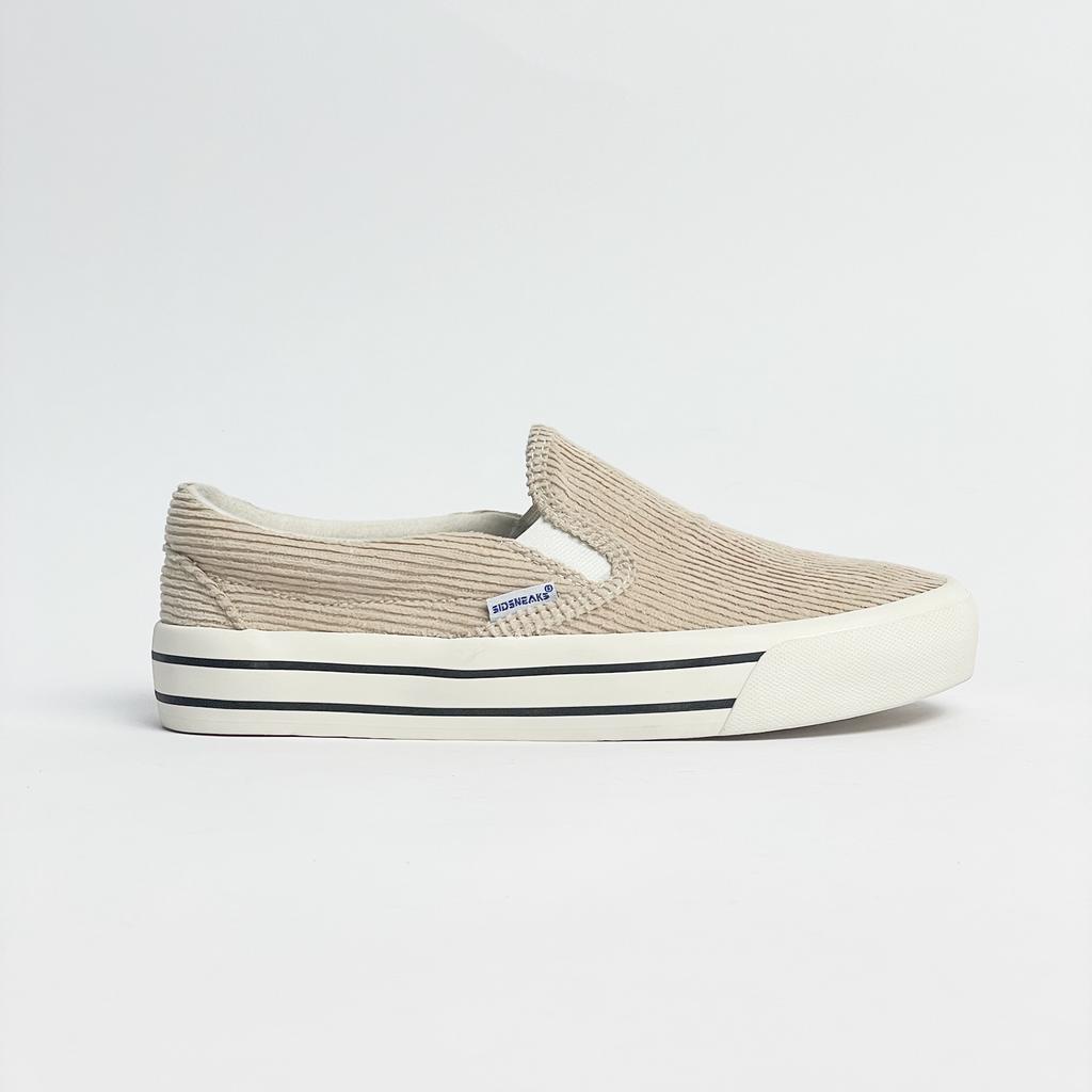 SIDSNEAKS - Sepatu Slip On Exelas Corduroy Cream