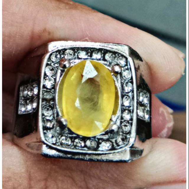 Cincin yakut kuning natural yellow safir natural