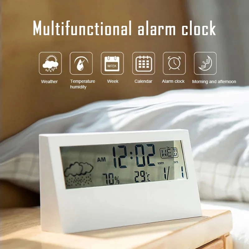 Creative Simple Multifunctional Electronic Alarm Weather Digital Clock With Light