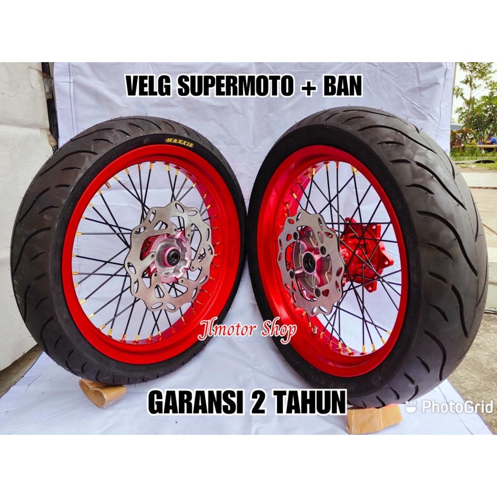 PAKET PELEK VELG BAN SET SUPERMOTO HONDA CRF150 CRF 150 L CRF150L PLUS BAN MAXXIS IRC ZENEOS FREE PIRINGAN CAKRAM REQ Top 1 -  WHELLSET WHEELSET VELG SUPERMOTO CRF 150 CRF150 L CRF150L