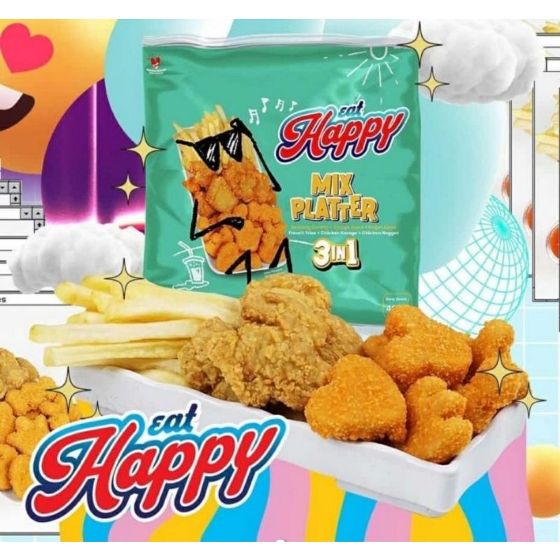

EAT HAPPY MIX PLATTER 400 GR 3 IN 1 - KENTANG NAGET KARAGE
